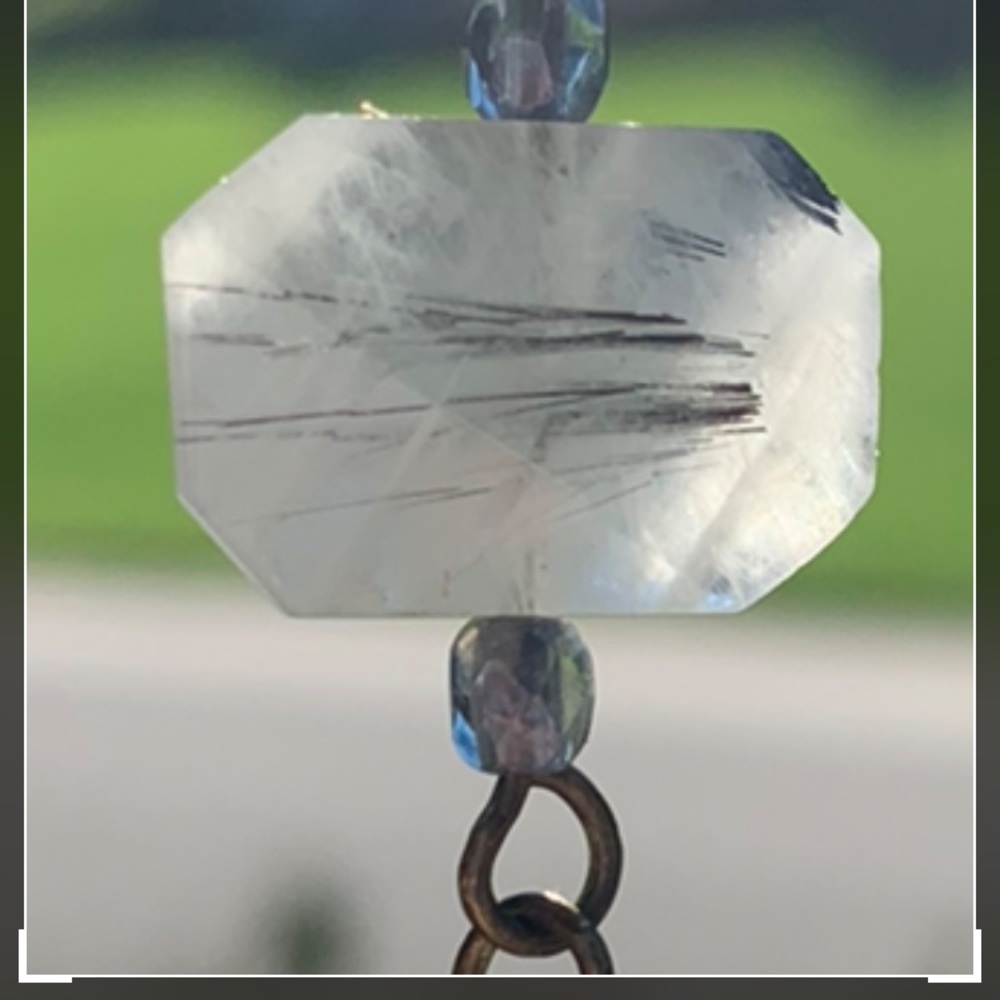 Rutilated Quartz/Tanzanite earrings. Hand made. Good quality. - Picture 8 of 8